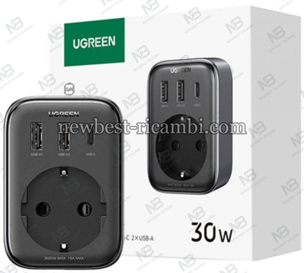 Wall Charger UGREEN CD314 30W 3A 1 x Schuko - 1 x USB-C - 2 x USB-A Black in Blister