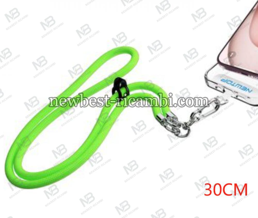 NEWTOP CV37  LACCETTO UNIVERSALE 30CM Verde fluo senza foro logo