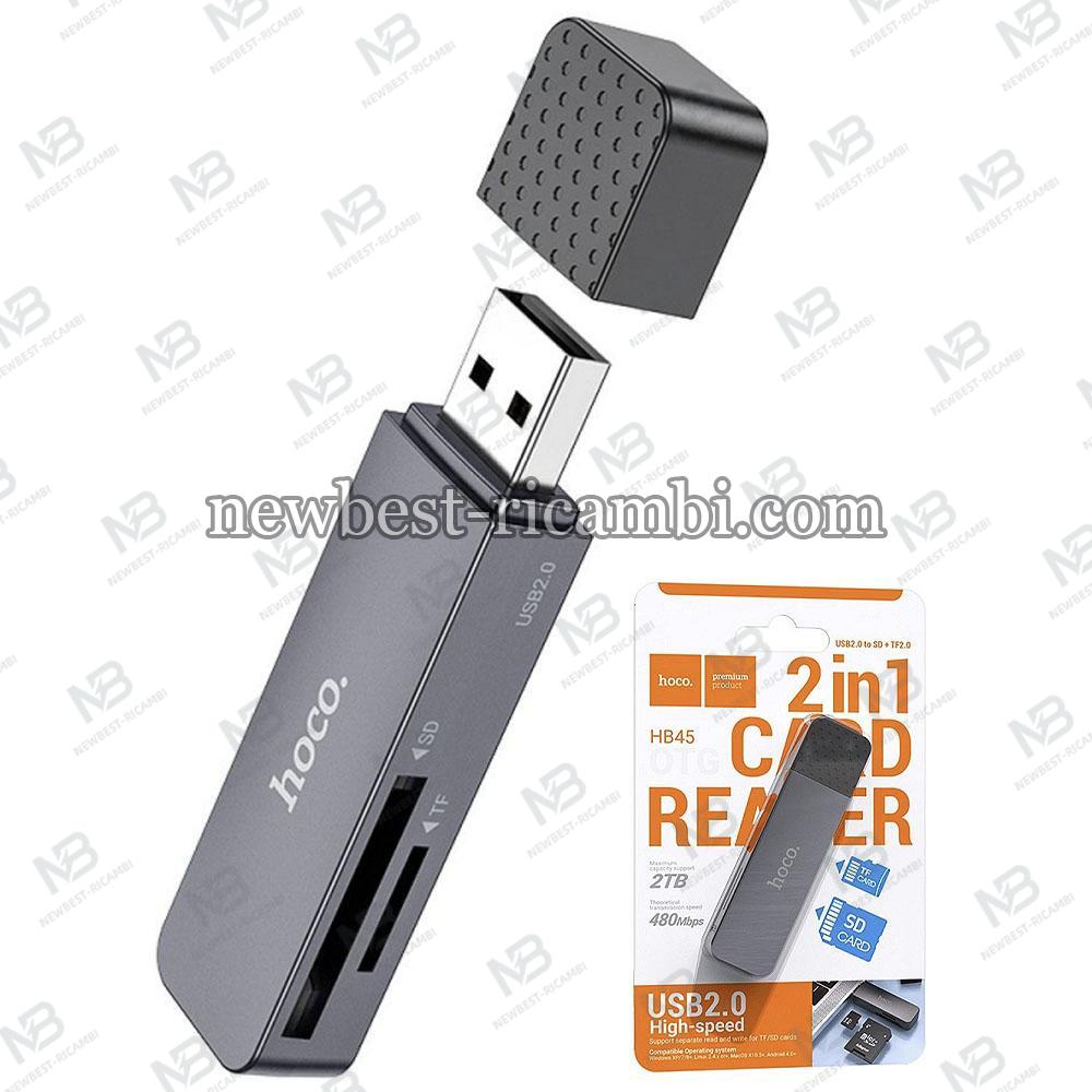 ​USB Card Reader Hoco HB45 1 x SD - 1 x microSD Grey in Blister
