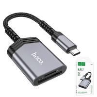 USB-C Card Reader Hoco UA25 1 x SD - 1 x microSD Grey in Blister