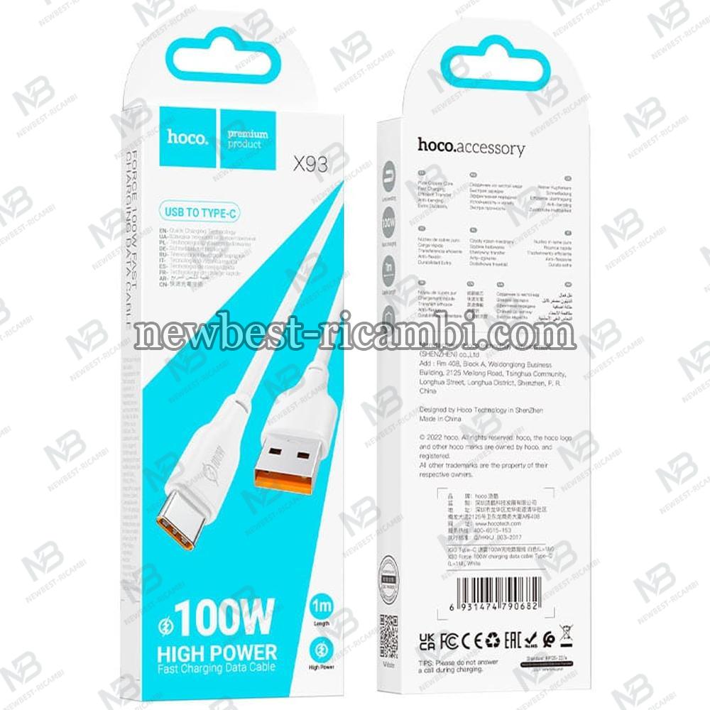 USB-C to USB-C Cable Hoco X93 100W 5A 1m White In Blister