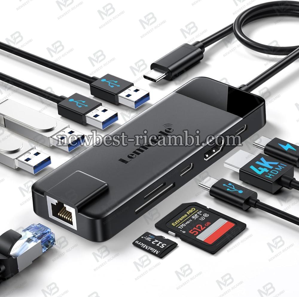 Lemorele USB C Hub Multi-Port Adapter 10 in 1 USB C Dongle In Blister