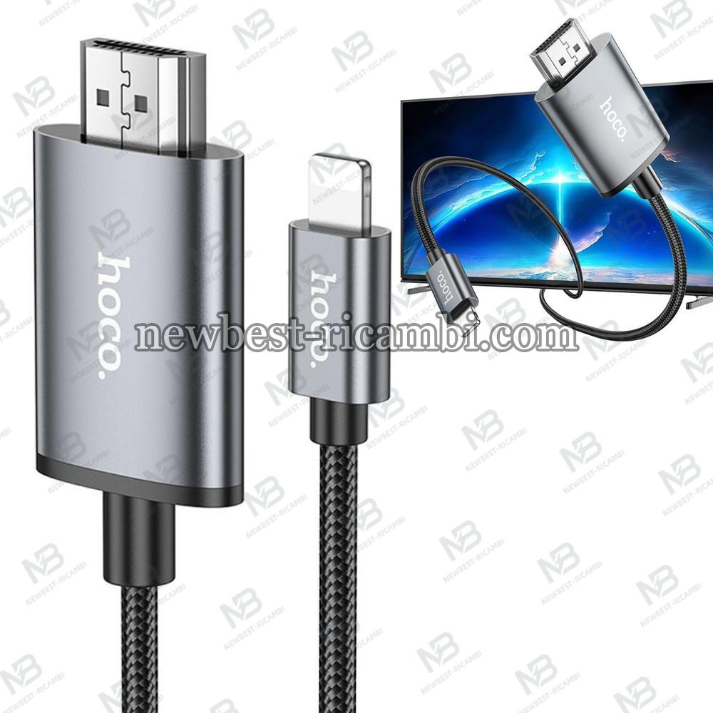 Lightning to HDMI Video Cable Hoco UA27 2m Grey In Blister