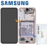 Samsung Galaxy S22 S901B Touch + Lcd + Frame + Battery Pink Gold Service Pack