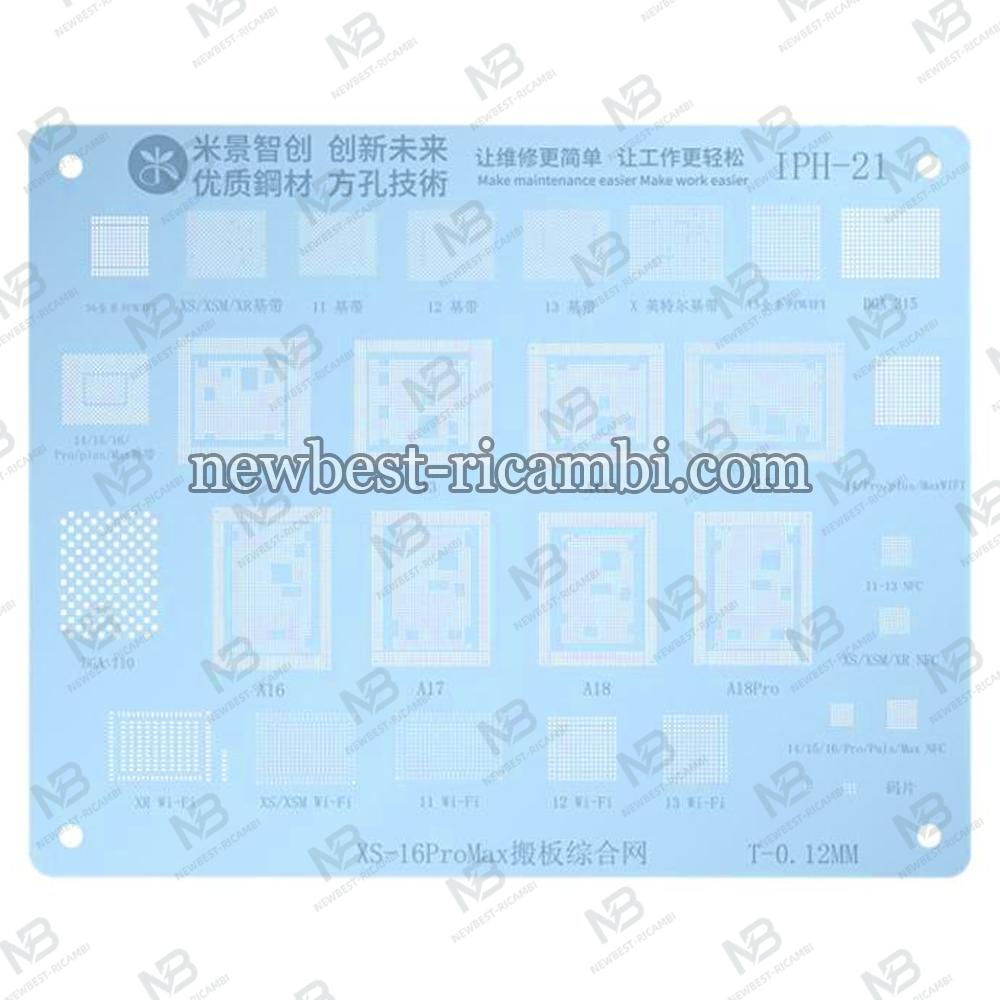 BGA Reballing Stencil Mijing IPH-21 for Apple iPhone XS - 16 Series IC