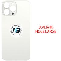 iPhone 13 Pro Max Back Cover Glass Hole Large Silver / White