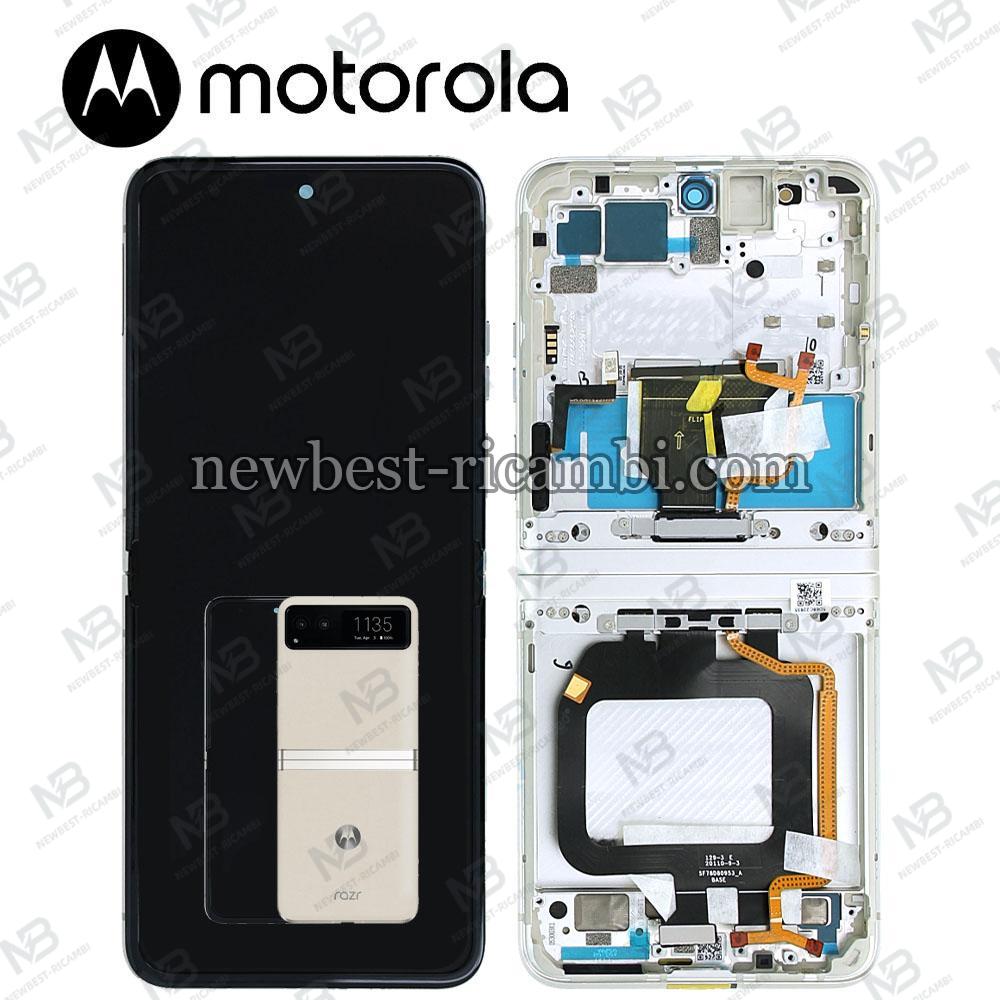 Moto Razr 40 XT2323 Touch + Lcd + Frame  6.9'' White / Cream Service Pack