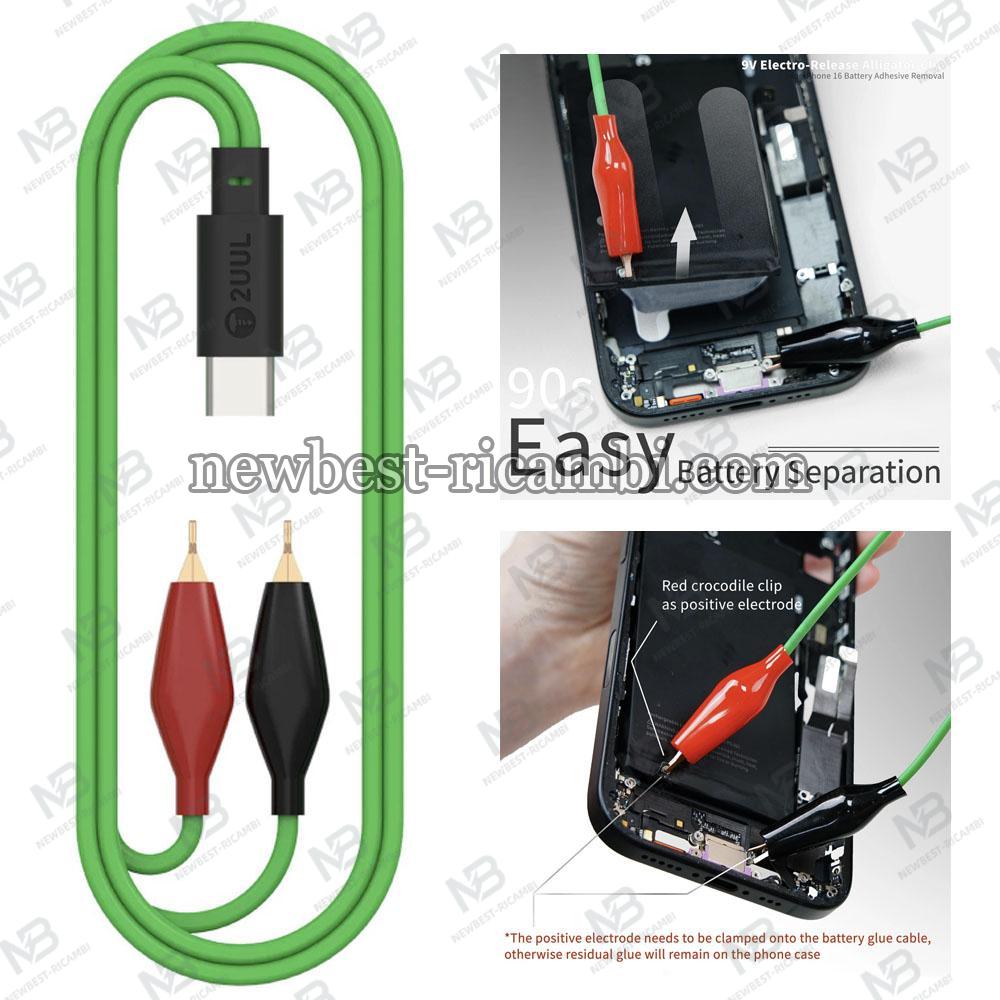 Battery Adhesive Removing Cable 2UUL PW03 for Apple iPhone 16 Series USB-C 9V