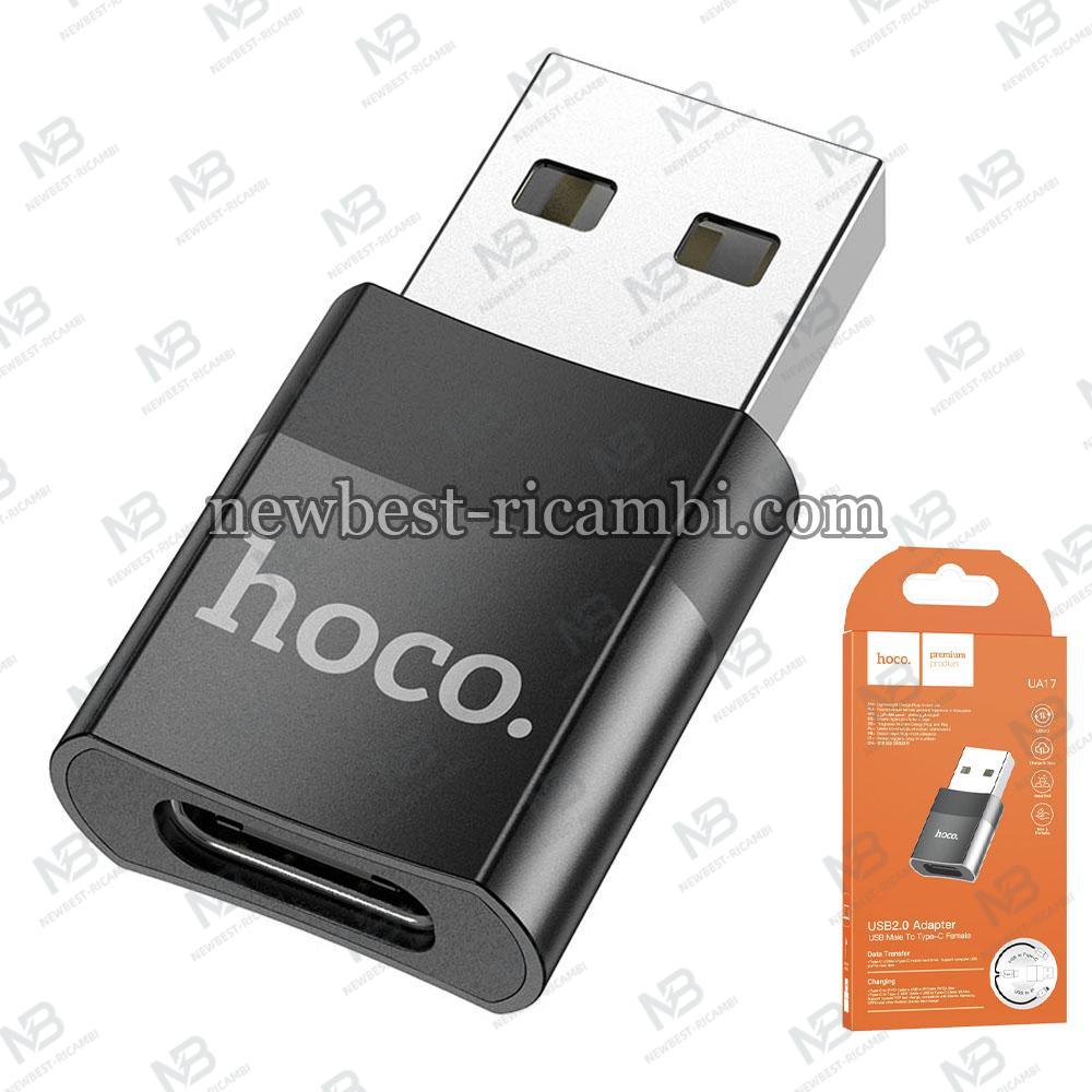 USB-C to USB-A Adapter Hoco UA17 Black in Blister