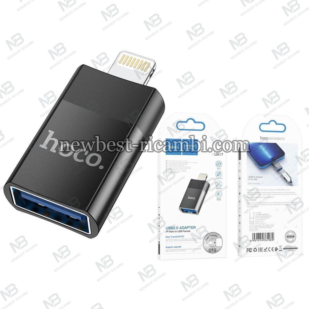 Lightning to USB-A OTG Adapter Hoco UA17 Black In Blister