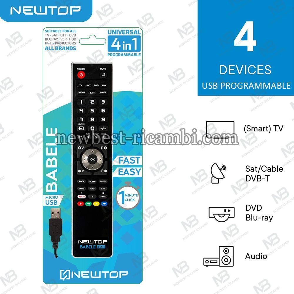 NEWTOP TELECOMANDO UNIVERSALE BABELE 4 IN 1 NERO