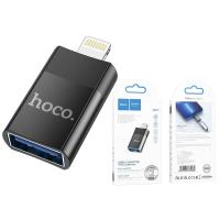 Lightning to USB-A OTG Adapter Hoco UA17 Black In Blister