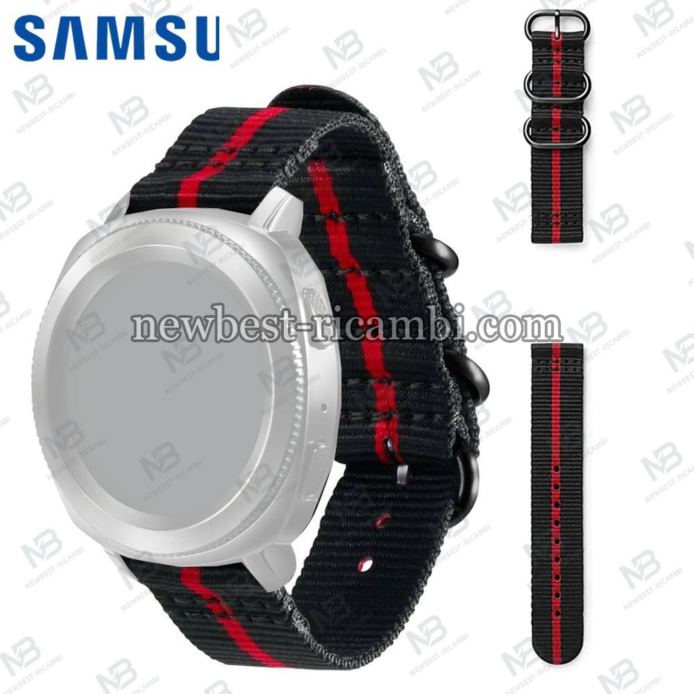 Samsung Galaxy Gear Sport Galaxy Watch 42mm Premium Nato Strap Black Red GP-R600BREECAI In Blister