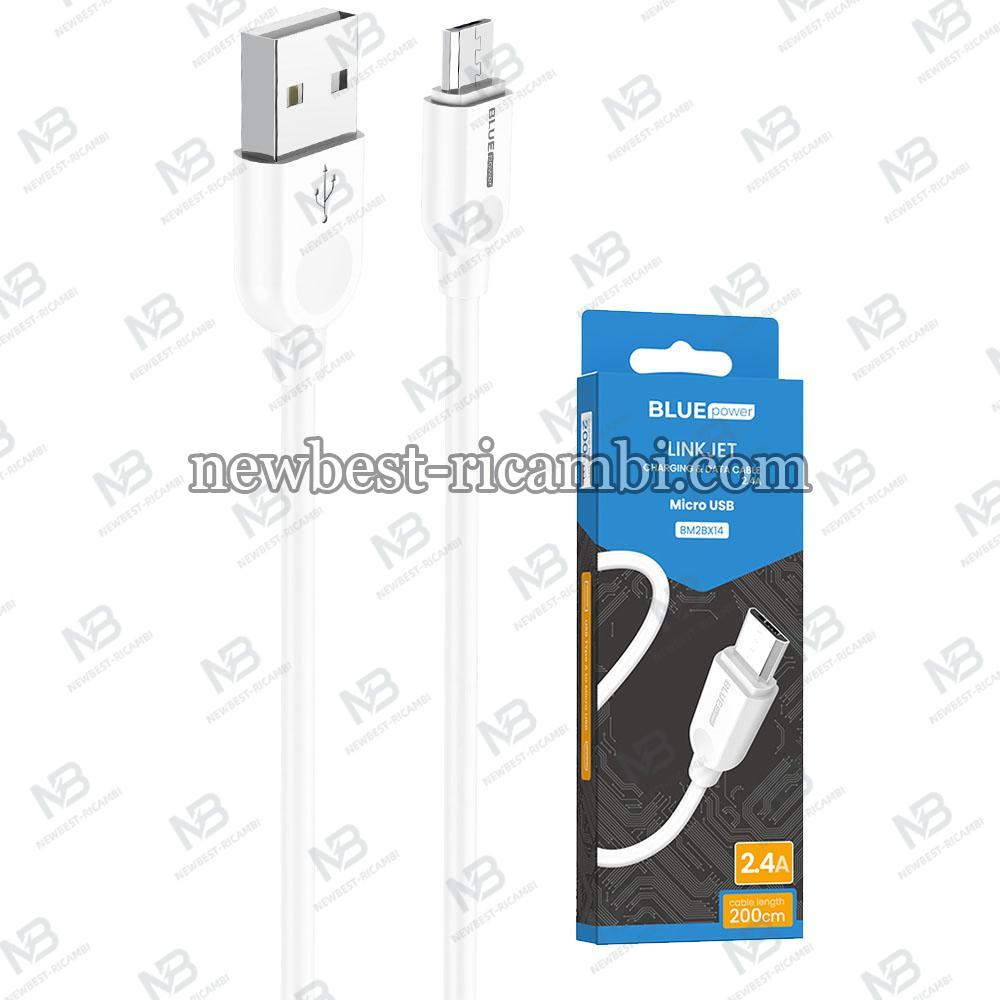 USB-A to micro USB Cable Blue Power BM2BX14 LinkJet 18W 2.4A 2m White in Blister