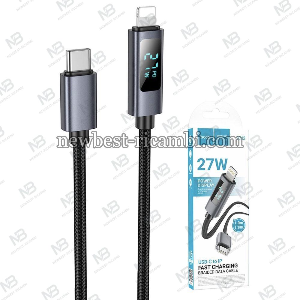 USB-C to Lightning Cable Hoco Display X112 27W 2.4A 1m Black in Blister