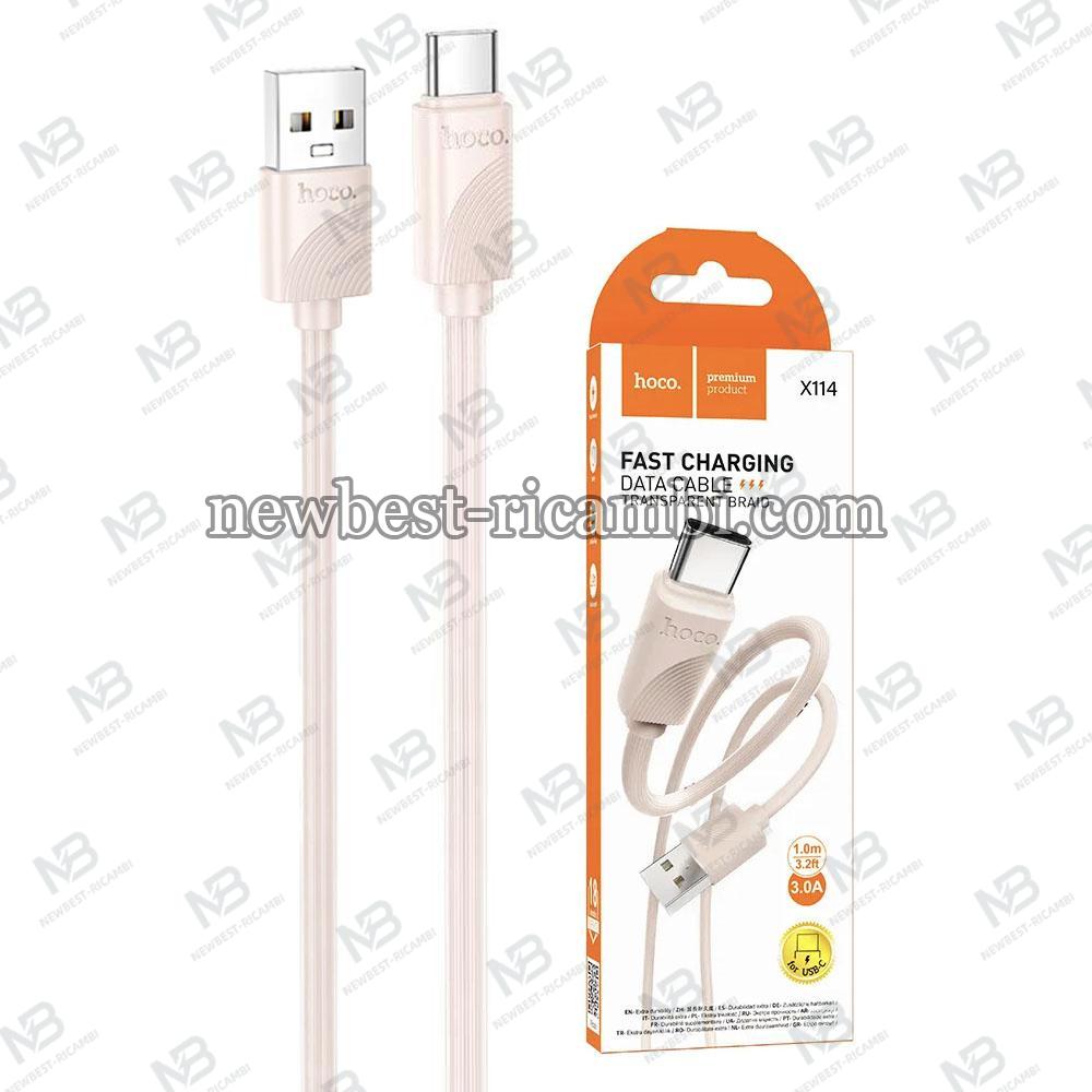USB-A to USB-C Cable Hoco X114 18W 2.4A 1m Pink in Blister