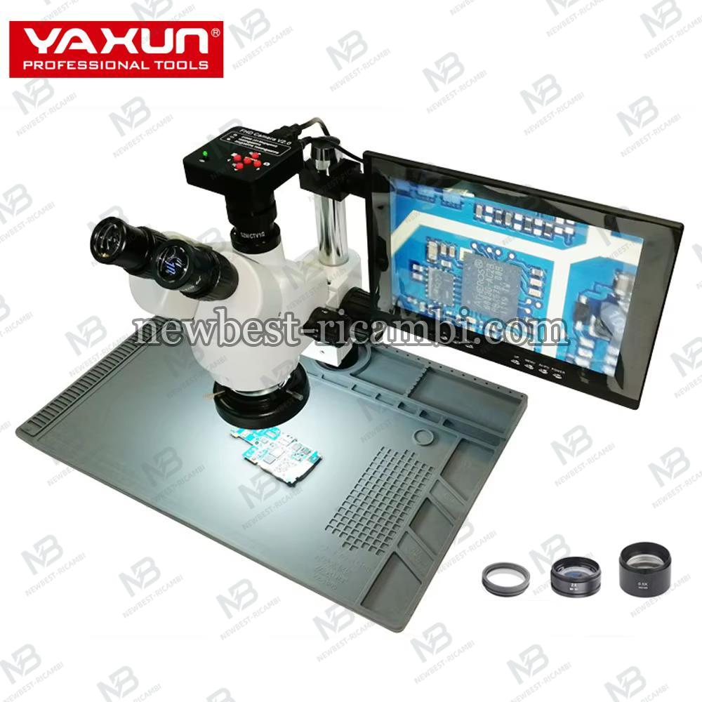 YAXUN YX-AK36+ Professional Trinocular Stereo Microscope 8X-50X Continuous Zoom Magnification Industrial PCB Mobile Repa
