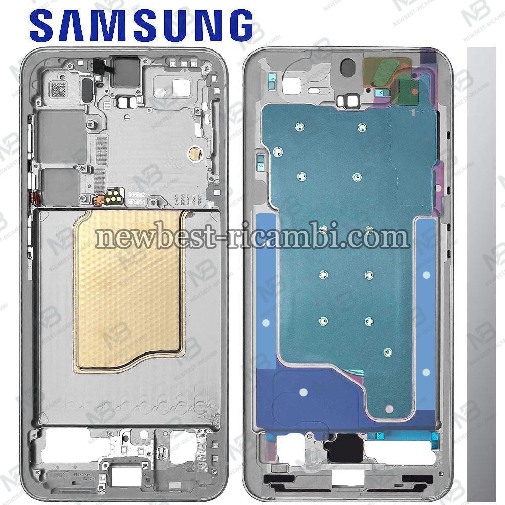 Samsung Galaxy S25 S931 Middle Frame + Side Key Silver Shadow Service Pack