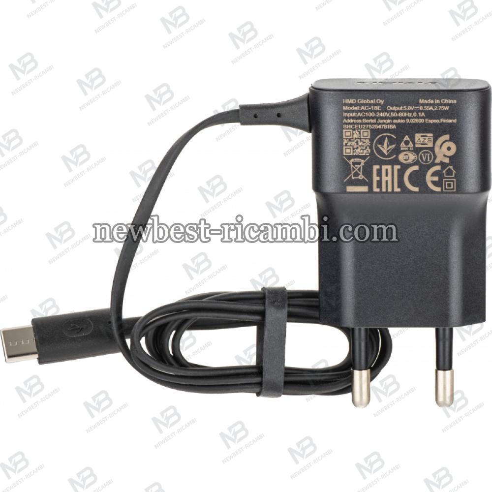 Wall Charger HMD AC-18E 2.75W  0.55A with USB-C Cable Black SP60Z02Z1424S in Bulk