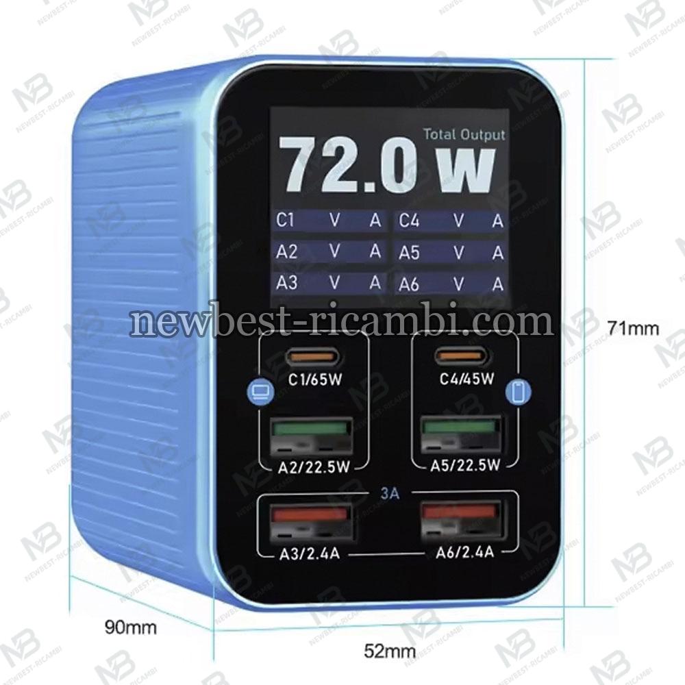 Desktop Charger Relife Q4 72W 5A 2 x USB-C - 4 x USB-A Blue