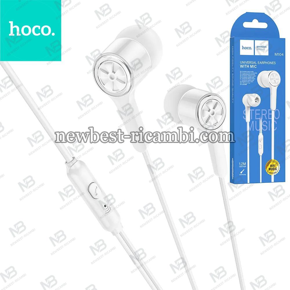 HOCO Wire Earphones Jack 3,5MM With Microphone M104 White In Blister