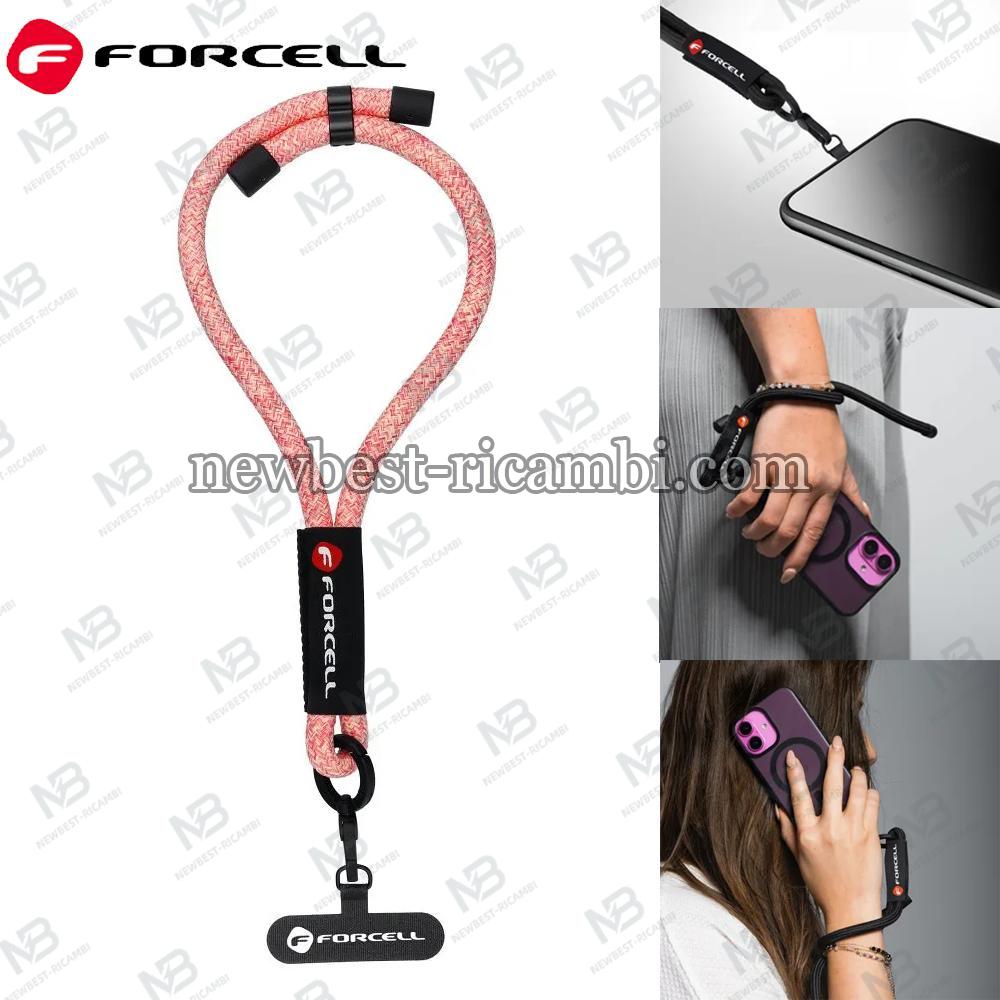 FORCELL F-DESIGN R10X40 Wrist Phone Lanyard With Adjustable Length (Max 20CM In The Loop) Pink White In Blister