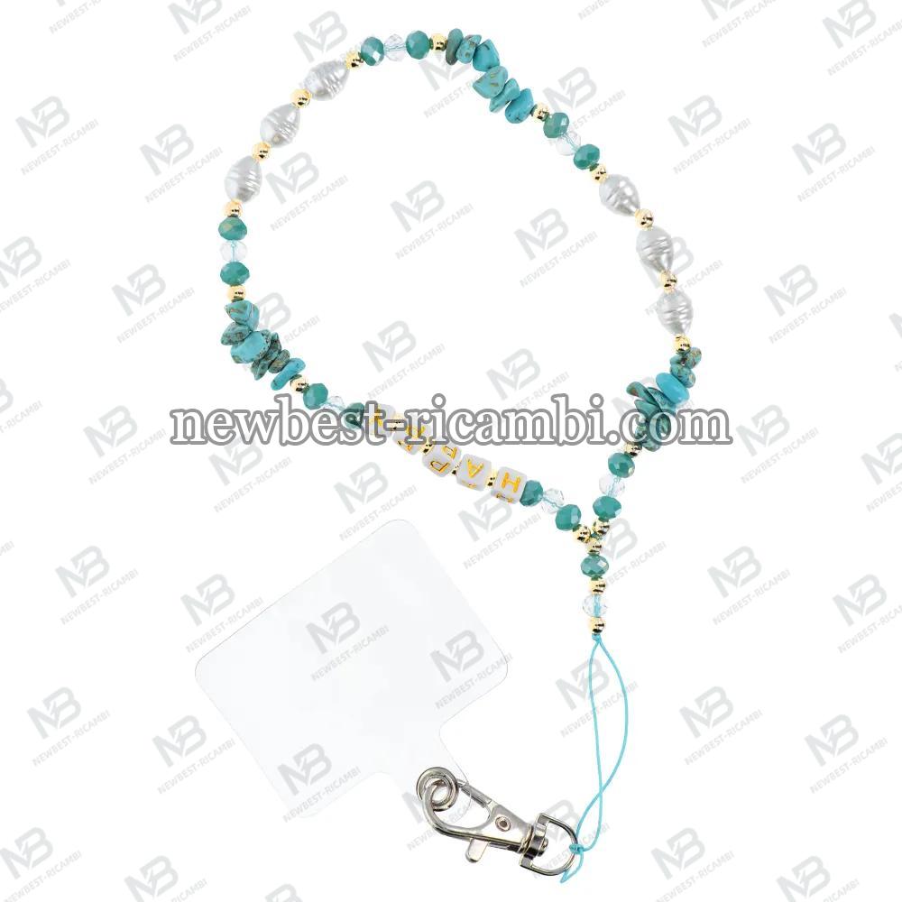 HAPPY Phone Lanyard Phone Pendant / Cord Length 44CM (22CM In The Loop) / On Hand - Lite Blue
