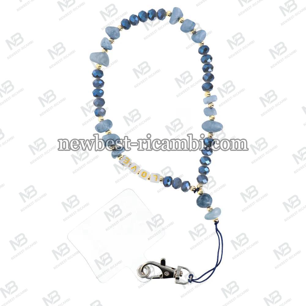 LOVE Phone Lanyard Phone Pendant / Cord Length 44CM (22CM In The Loop) / On Hand - Lite Blue
