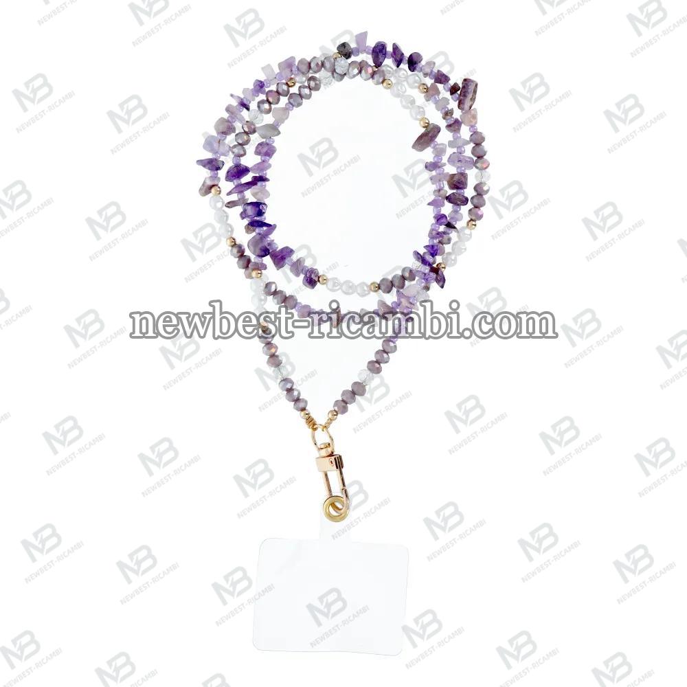STONE Phone Lanyard Phone Pendant Cord Length 82CM (41CM In the loop) On Neck - Purple