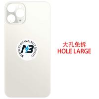iPhone 11 Pro Max Back Cover Glass Camera Hole Large Silver / White