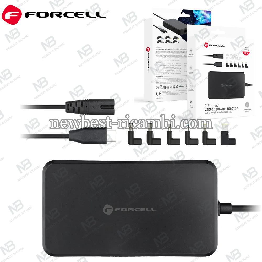 FORCELL F-ENERGY E856 Uniwersal Laptop Charger 65W (6 Adaptors) - Czarny In Blister