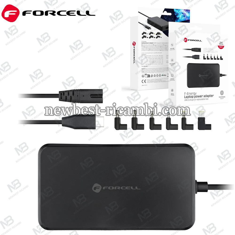 FORCELL F-ENERGY E856 Uniwersal Laptop Charger 90W (6 Adaptors) - Czarny In Blister