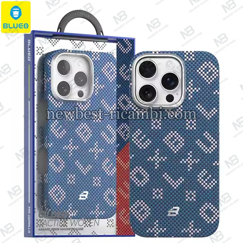Blueo Gilded Tactile Woven Aramid Fiber Magnetic Case BL066 for iPhone 17 Pro Blue