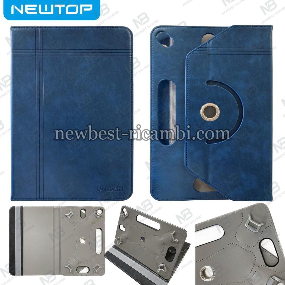 NEWTOP COVER TABLET UNIVERSALE IN PELLE PU RUOTABILE 360° ELASTICO 10" 16:9 (Universale 10 pollici - Blu)