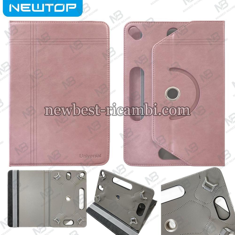 NEWTOP COVER TABLET UNIVERSALE IN PELLE PU RUOTABILE 360° ELASTICO 11" 16:9 (Universale 11 pollici - Rosa)
