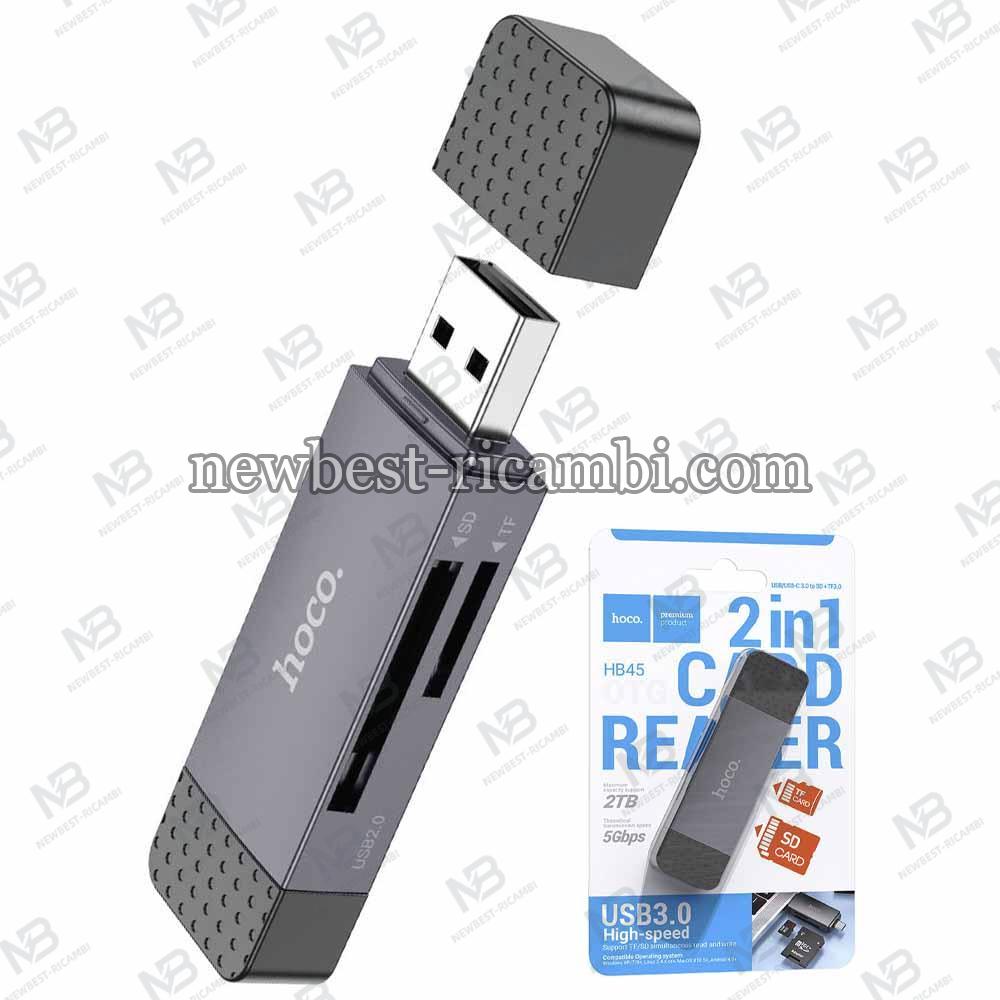 USB 3.0 / USB-C Card Reader Hoco HB45 SD - microSD Grey in Blister