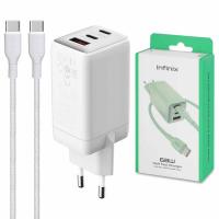Wall Charger Infinix XC07868EU + XDC95 68W 6.2A 1 x USB-A - 2 x USB-C with USB-C Cable White in Blister
