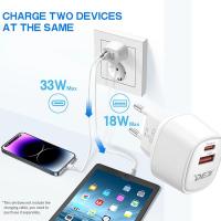 DEJI 33W GaN Charger With USB-A And Type-C European Standard White In Blister