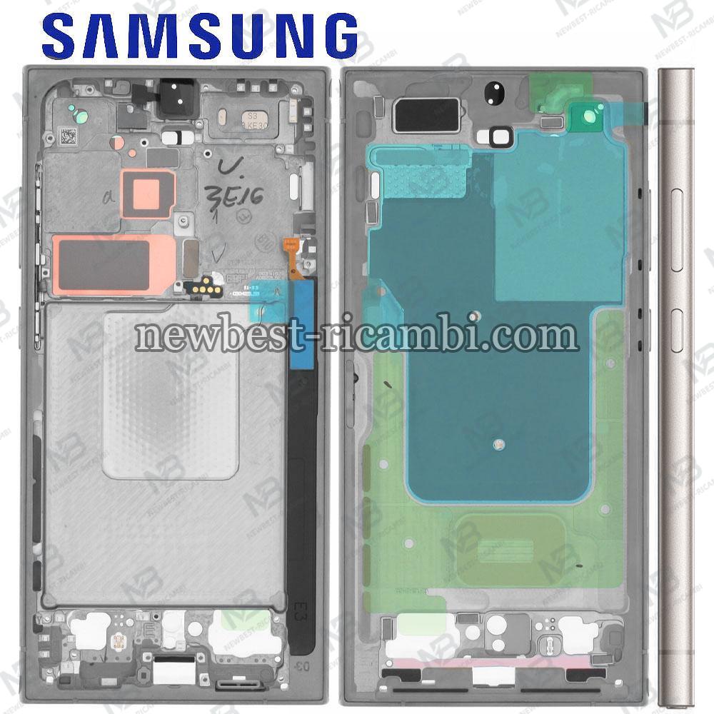 Samsung Galaxy S24 Ultra S928 Middle Frame + Side Key Gray Service Pack