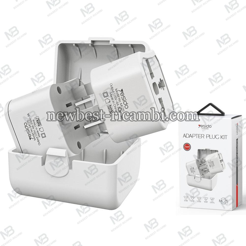 Travel Adapter Yesido MC25 CN / US / EU / UK White In Blister
