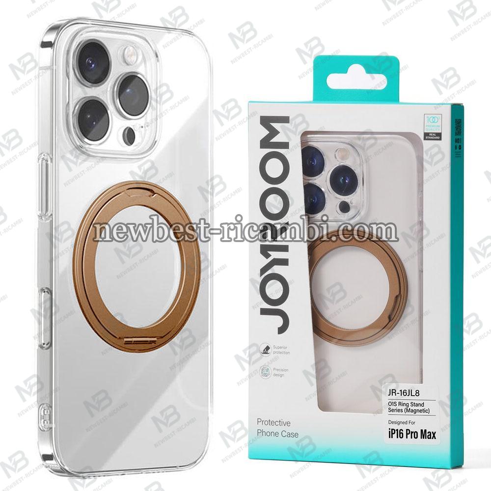Joyroom JR-16JL8 Ultra-Thin Magnetic Phone Case with 360° Rotatable Ring Stand for iP 16 Pro Max Gold