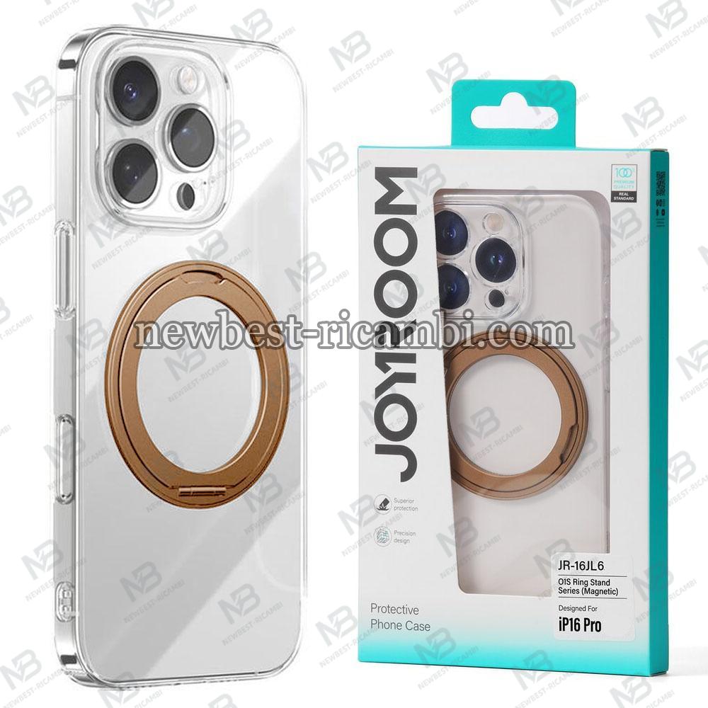 Joyroom JR-16JL6 Ultra-Thin Magnetic Phone Case with 360° Rotatable Ring Stand for iP 16 Pro Gold