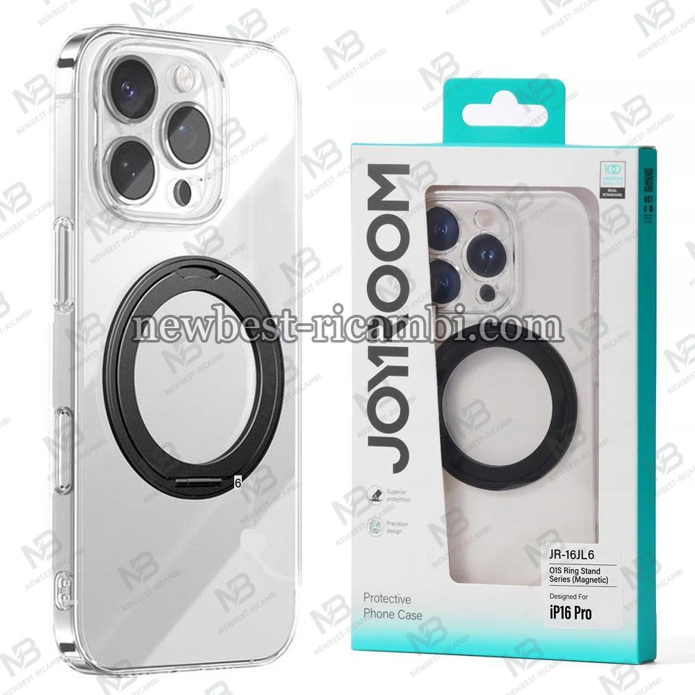 Joyroom JR-16JL6 Ultra-Thin Magnetic Phone Case with 360° Rotatable Ring Stand for iP 16 Pro Black