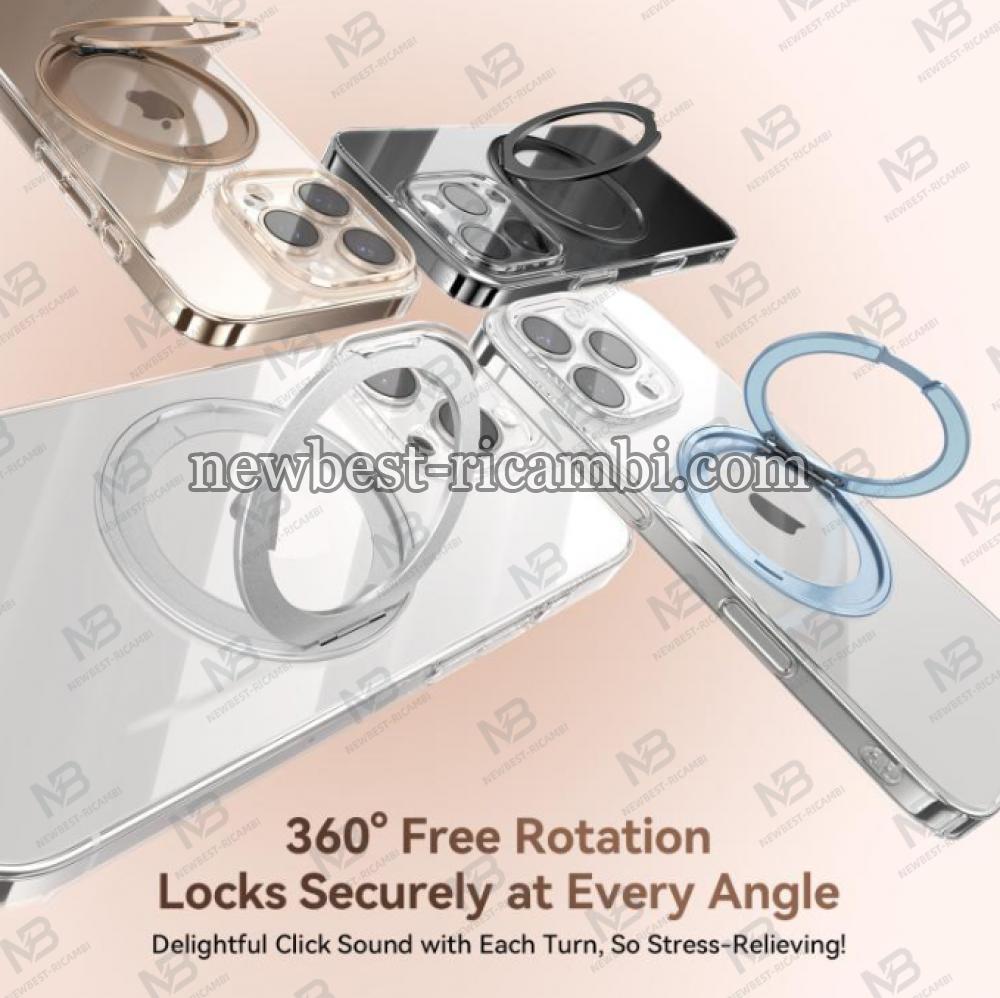 Joyroom JR-16JL6 Ultra-Thin Magnetic Phone Case with 360° Rotatable Ring Stand for iP 16 Pro Silver