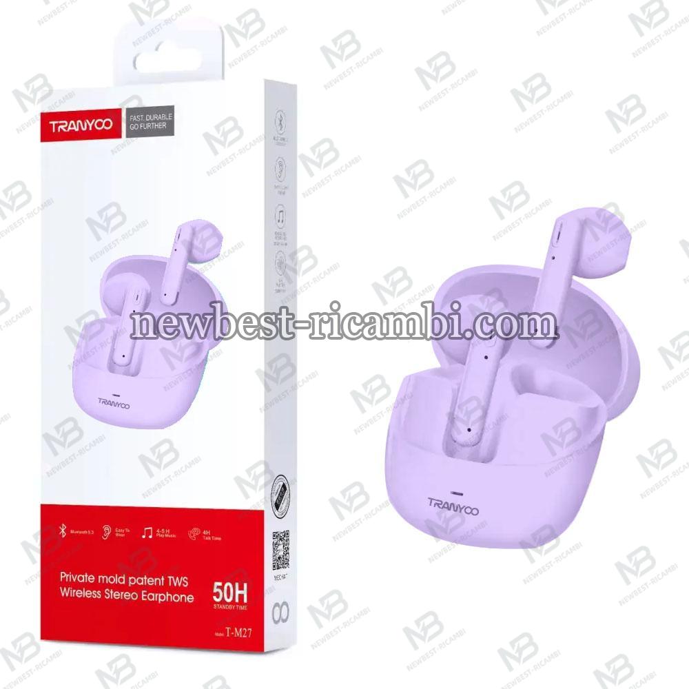 TRANYOO Wireless Earphones Bluetooth T-M27 Purple In Blister