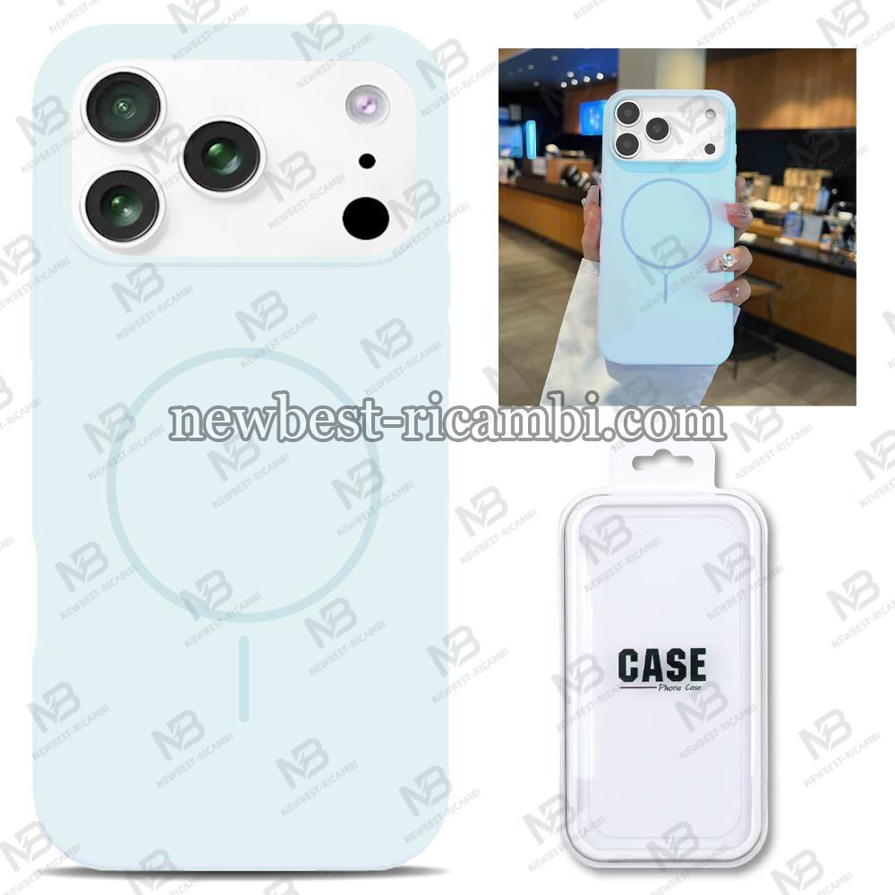 Silicon Cover with Magnetic Case for iPhone 17 Pro Max Blue In Blister