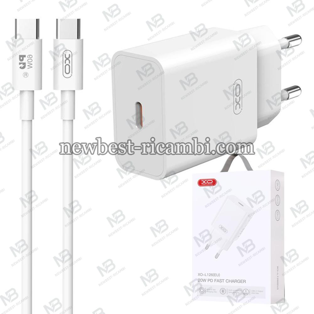 XO 220V 20W USB-C Cable C-C White - L126 In Blister