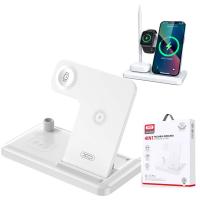 XO Wireless Charger 15W 4in1 Phone+Watch+TWS+Apple Pencil WX033 White In Blister