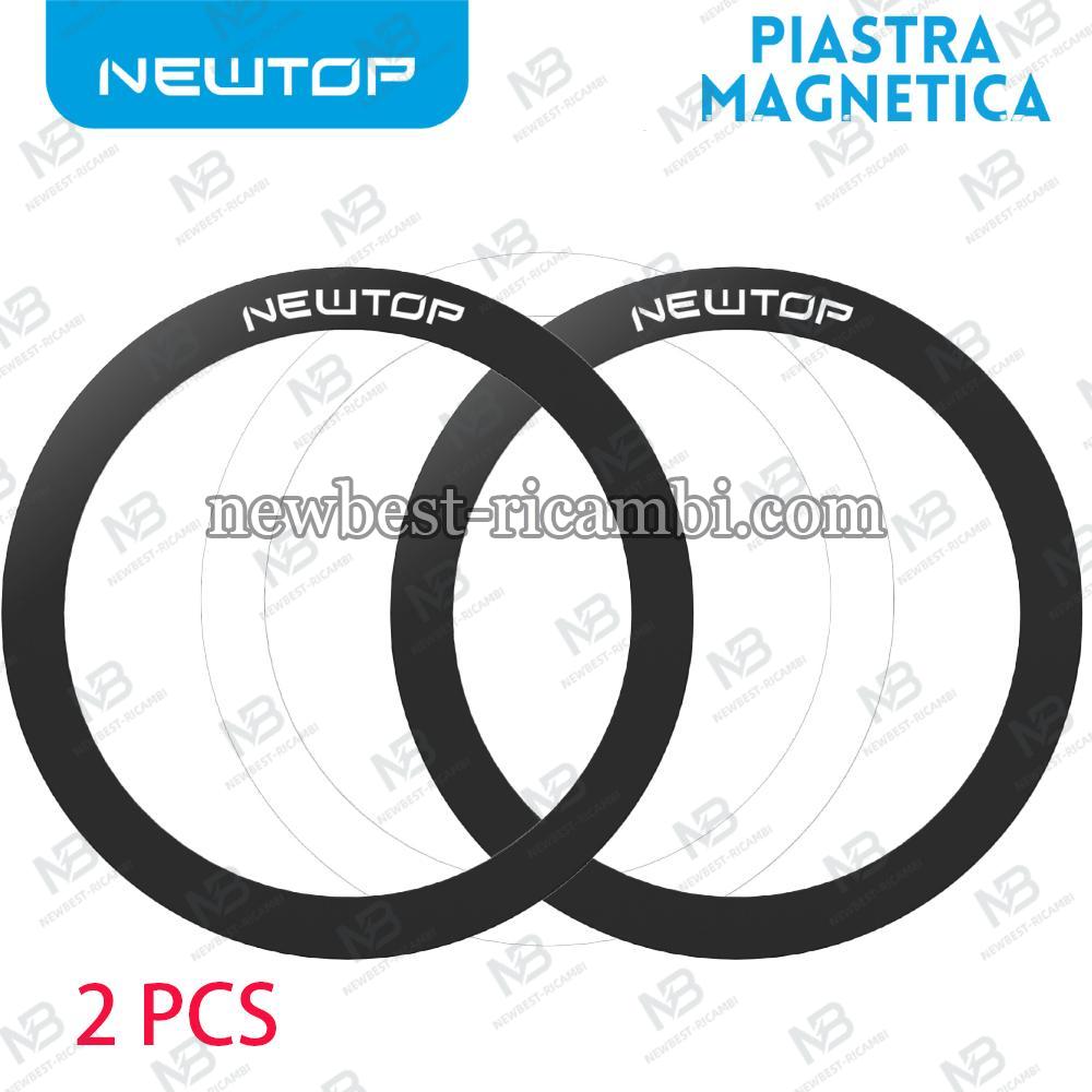 NEWTOP PIASTRA MAGNETICA TONDA CON FORO PER SUPPORTO CELLULARE BLACK  2PZ