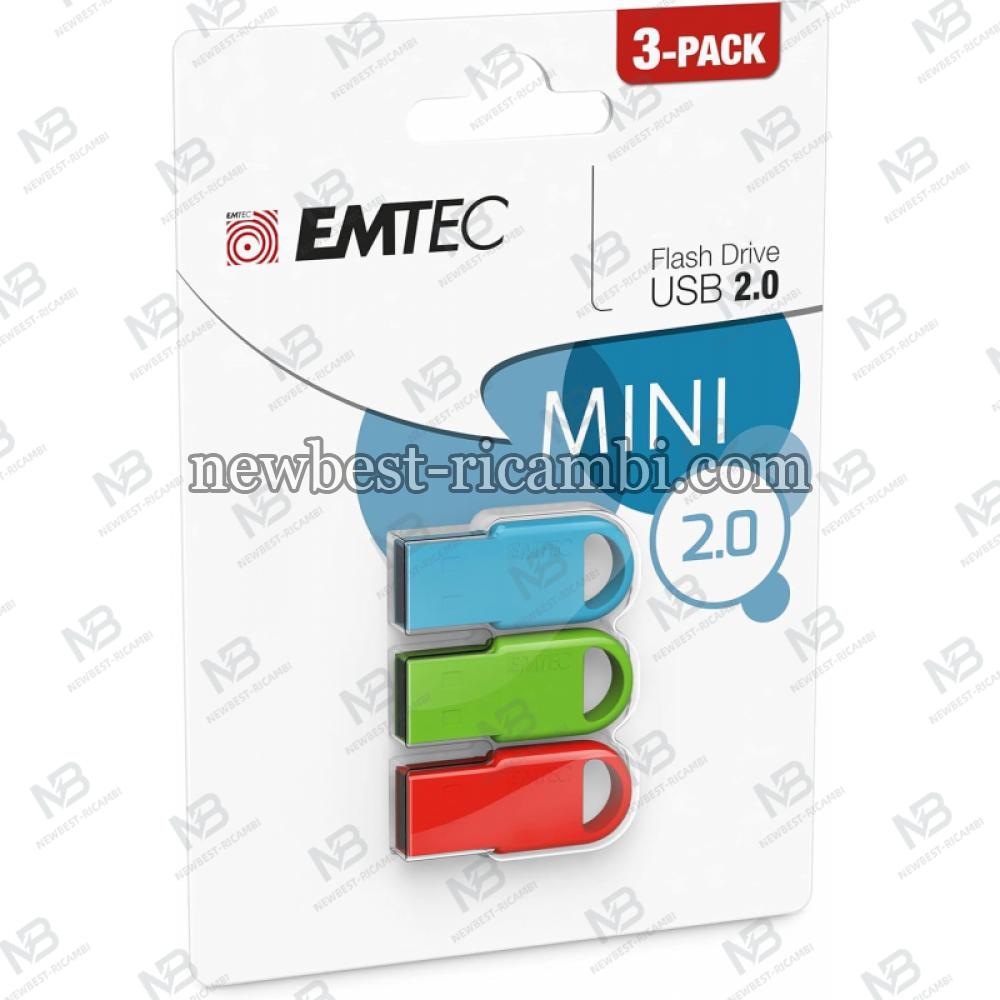 USB-A 2.0 FlashDrive Emtec D250 Mini 16Gb 3-Pack ECMMD16GD252P3